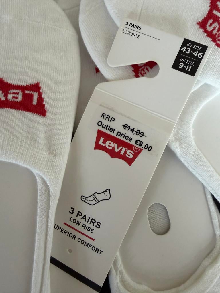 Nieuw!! Levi's Low Rise Sokken - 6 paar - Maat 43-46, Ophalen, Nieuw, Maat 43 t/m 46, Wit
