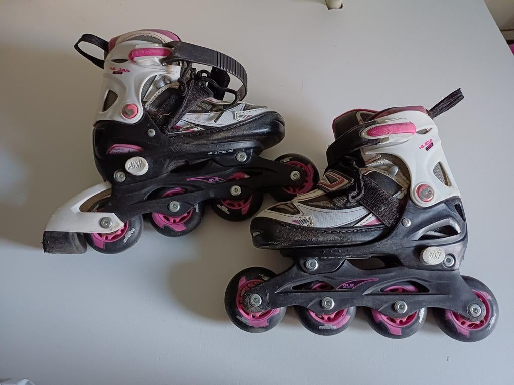 Nijdam Skeelers Wit/Roze - Verstelbaar Maat 30-33, Overige merken, Kinderen, Ophalen of Verzenden, Inline skates 4 wielen
