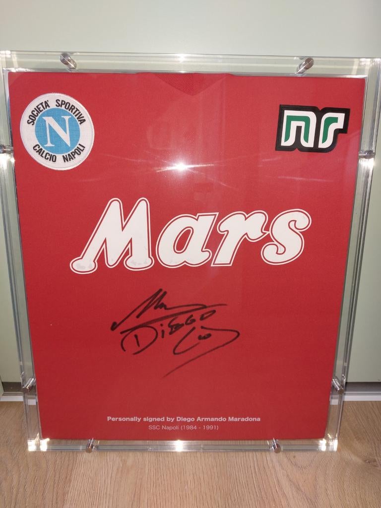 diego maradona gesigneerd retro shirt mars napoli 1988 coa, Ophalen, Buitenlandse clubs, Shirt