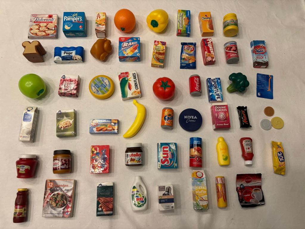 Albert heijn ah miniatuur supermarkt artikelen 51 st 2012!, Verzamelen, Ophalen of Verzenden, Zo goed als nieuw