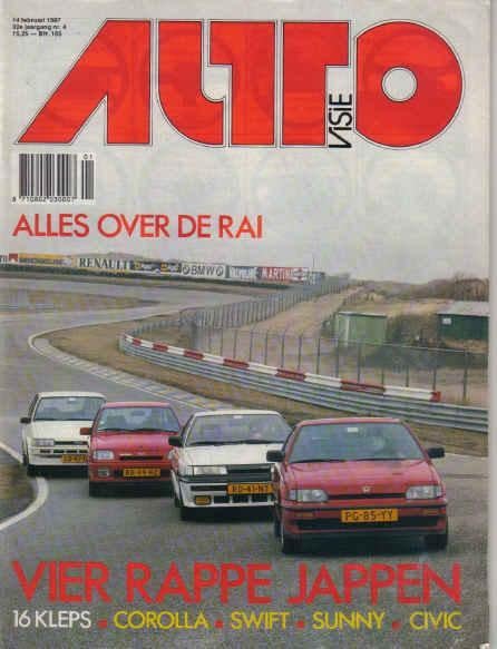 Autovisie 4 1987 : Honda Civic CRX 16V - Toyota Corolla GT, Ophalen of Verzenden, Gelezen, Algemeen