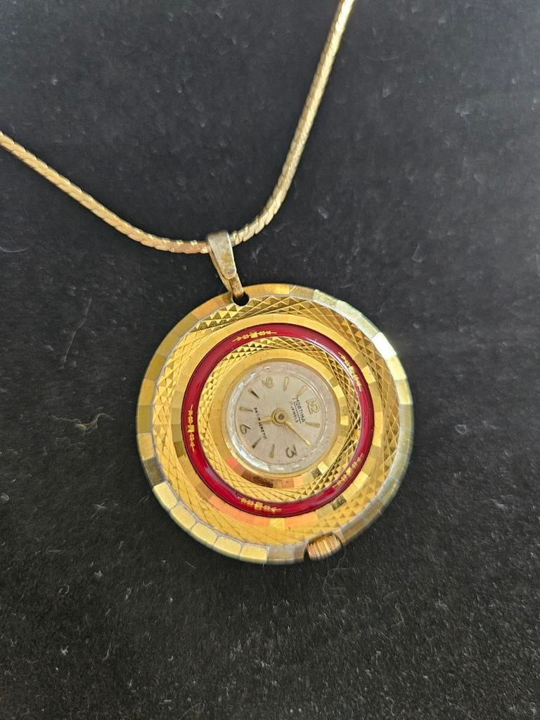 Vergulde Mortima Ketting Horloge - 17 Jewels Antimagnetic, Ophalen of Verzenden