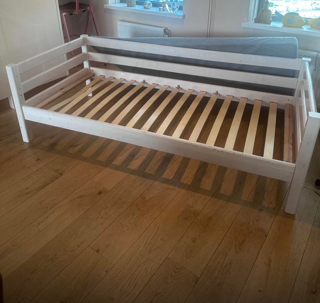 Bed 90x200, Ophalen, 90 cm, Eenpersoons, Wit