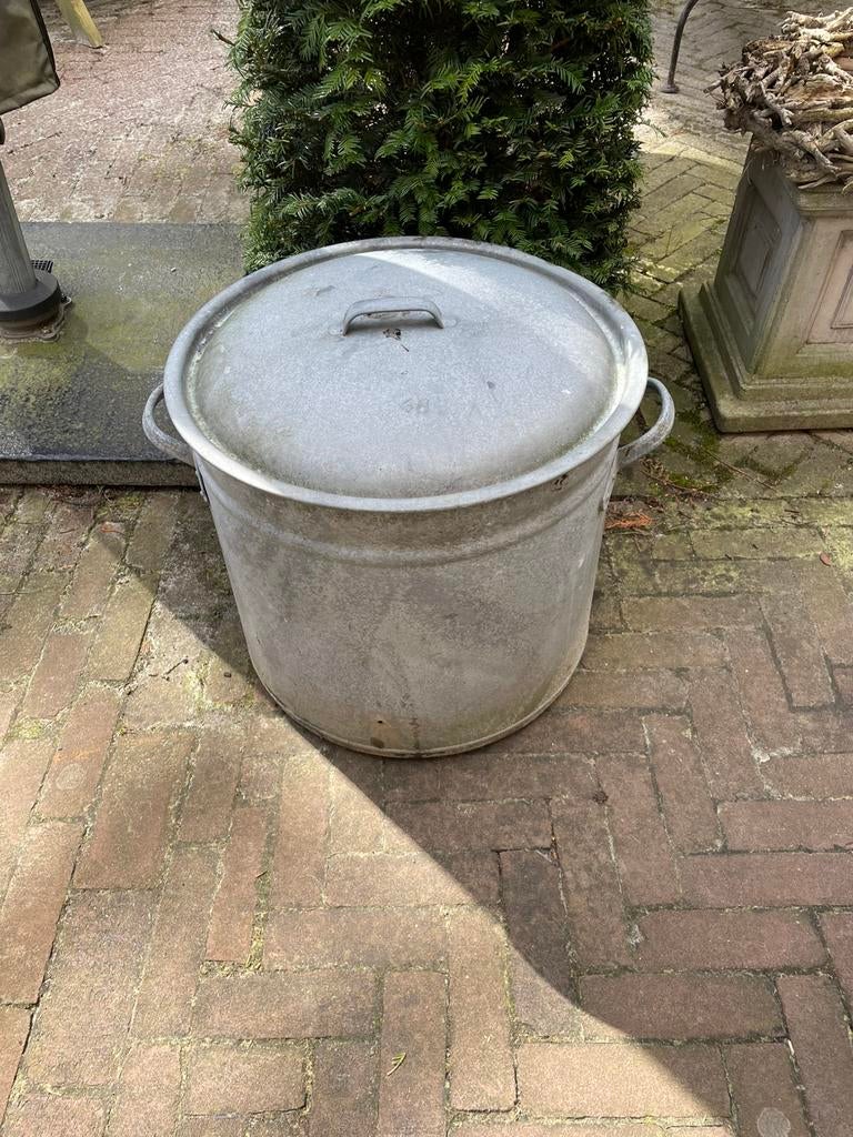 Brocante zinken weck/wasketel., Ophalen, Gebruikt, Rond, Metaal