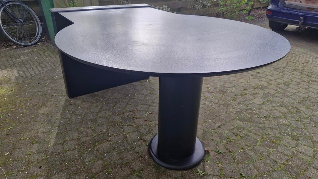 Grijs/blauwe eettafel met zwarte poten. 163x120 cm, Ophalen, 200 cm of meer, 50 tot 100 cm, Zo goed als nieuw