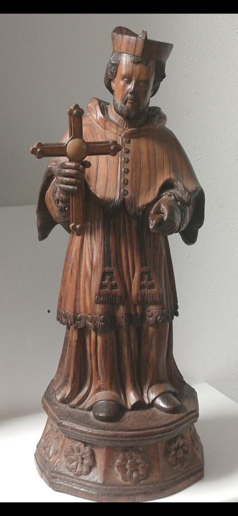 Antiek kerk kapel beeld hout johannes nepomuk, Antiek en Kunst, Antiek | Religie, Ophalen of Verzenden