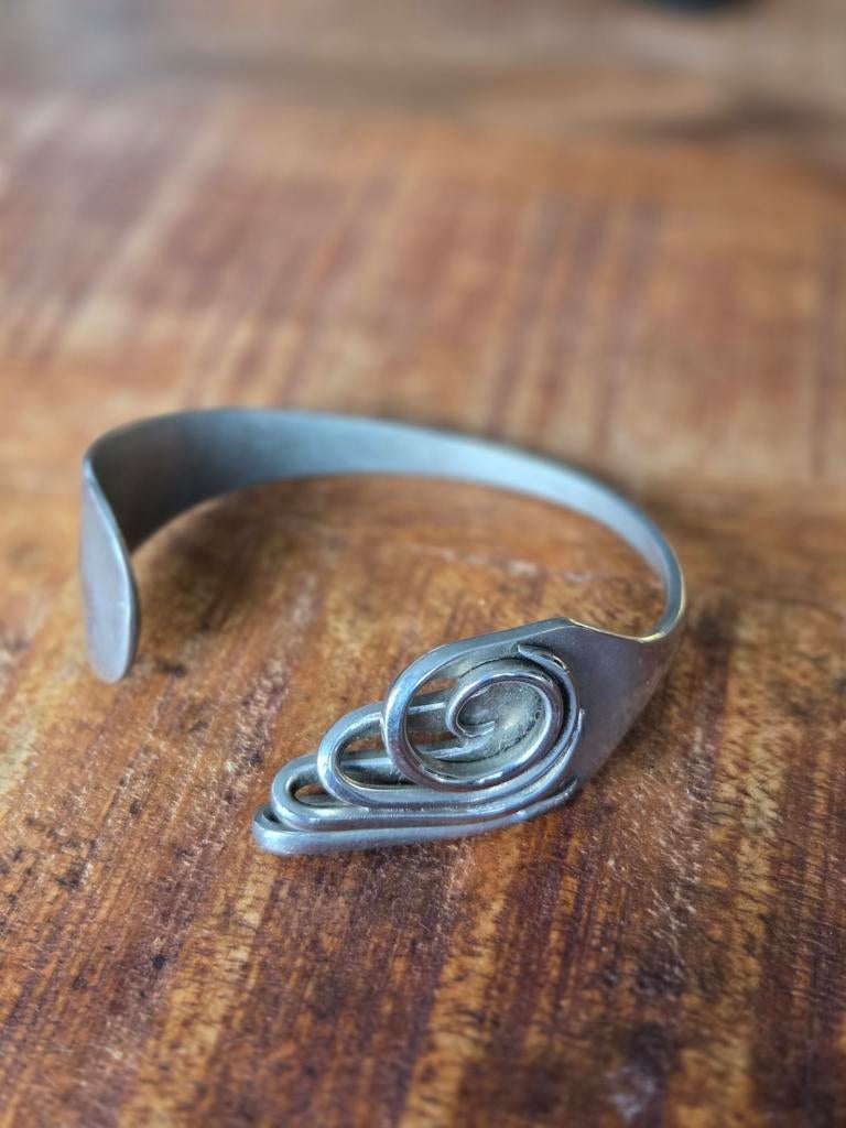 Unieke zilveren armband van vork - 18 cm, Ophalen of Verzenden, Gebruikt, Zilver, Zilver