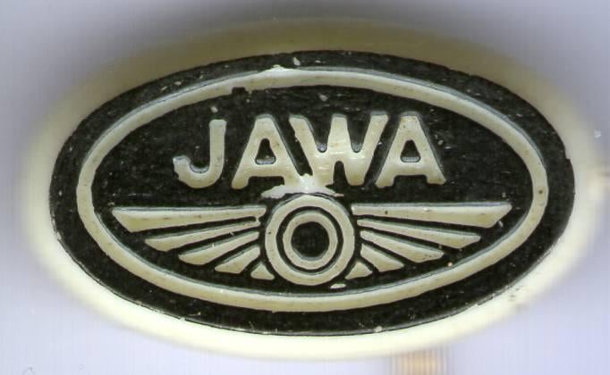JAWA zwart op wit plastic bromfiets speldje ( G_063 ), Verzenden, Zo goed als nieuw, Transport, Speldje of Pin