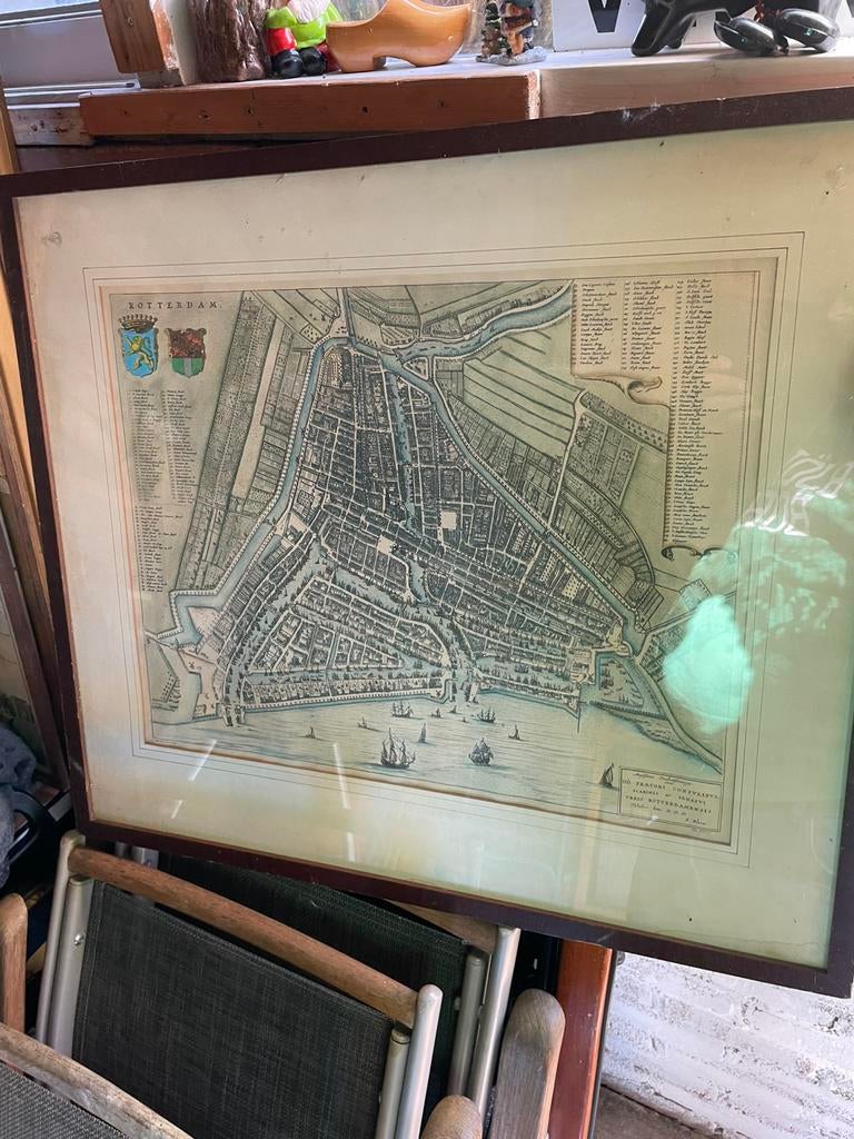 Antieke kaart van Rotterdam door Blaeu, Antiek en Kunst, Ophalen