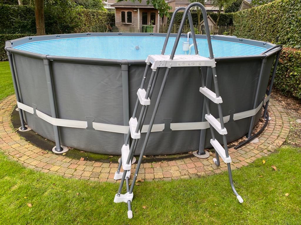 Opzet zwembad met giga accessoires., Gebruikt, Rond, 300 cm of meer, Opzetzwembad