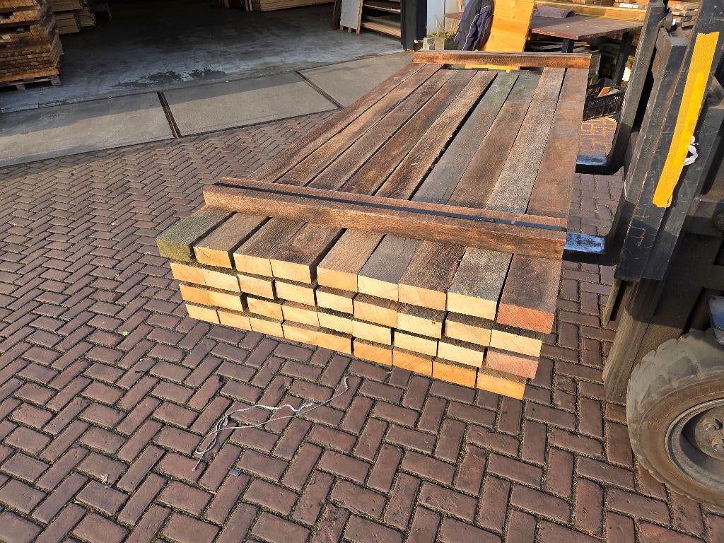 Afrasteringspalen Hardhout 5.0x10.0 cm -nr: HB91, Ophalen, Planken, Nieuw, Hardhout