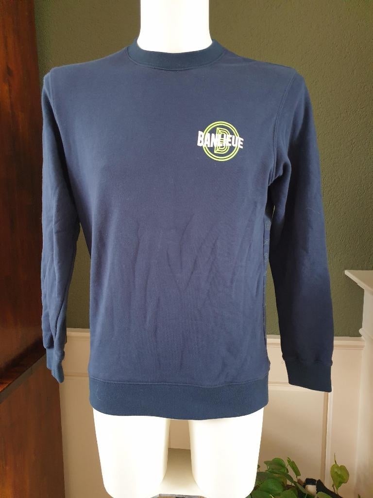 Banlieue zeer nette blauwe trui met print op rug mt S 46, Zo goed als nieuw, Maat 46 (S) of kleiner, Banlieue, Verzenden