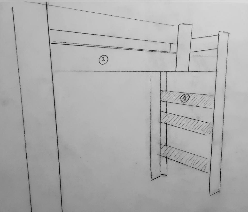 Eenpersoons hoogslaper, Huis en Inrichting, Slaapkamer | Stapelbedden en Hoogslapers, Ophalen, Gebruikt, 90 cm, Eenpersoons