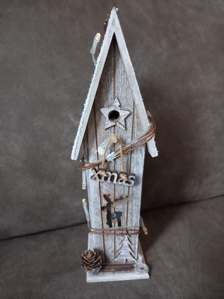 Leuk houten kerst huisje met verlichting, Diversen, Kerst, Ophalen of Verzenden, Gebruikt