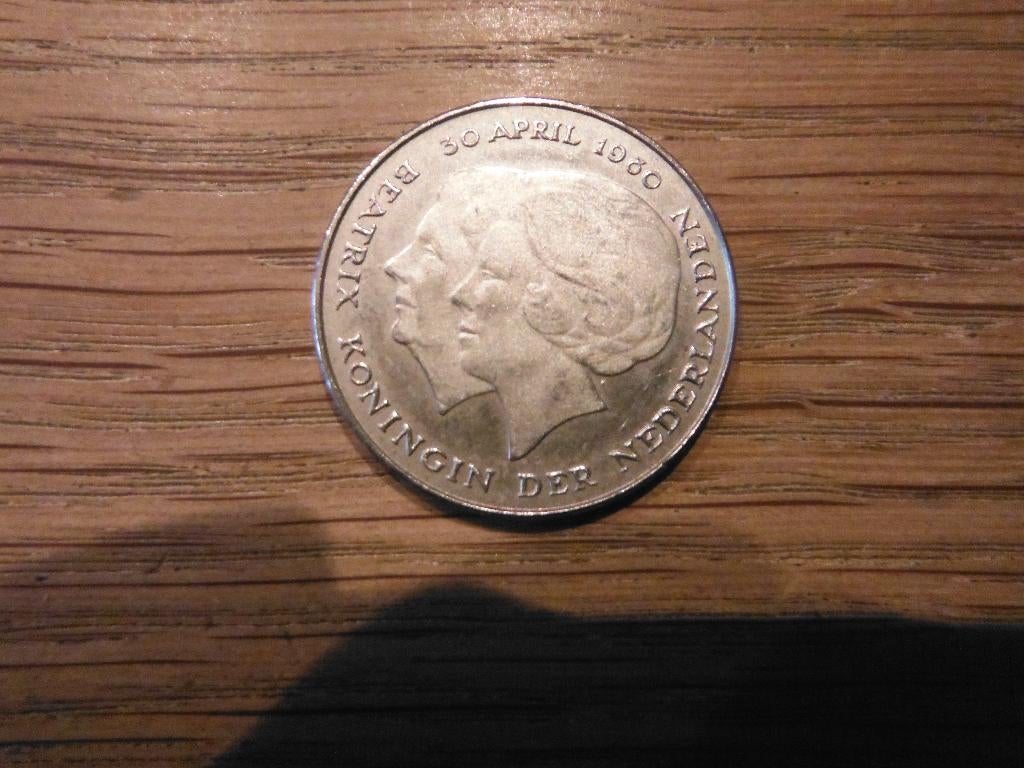 1 gulden 1980 dubbele kop, 30 april 1980, 1 gulden, Verzenden, Koningin Beatrix, Zilver