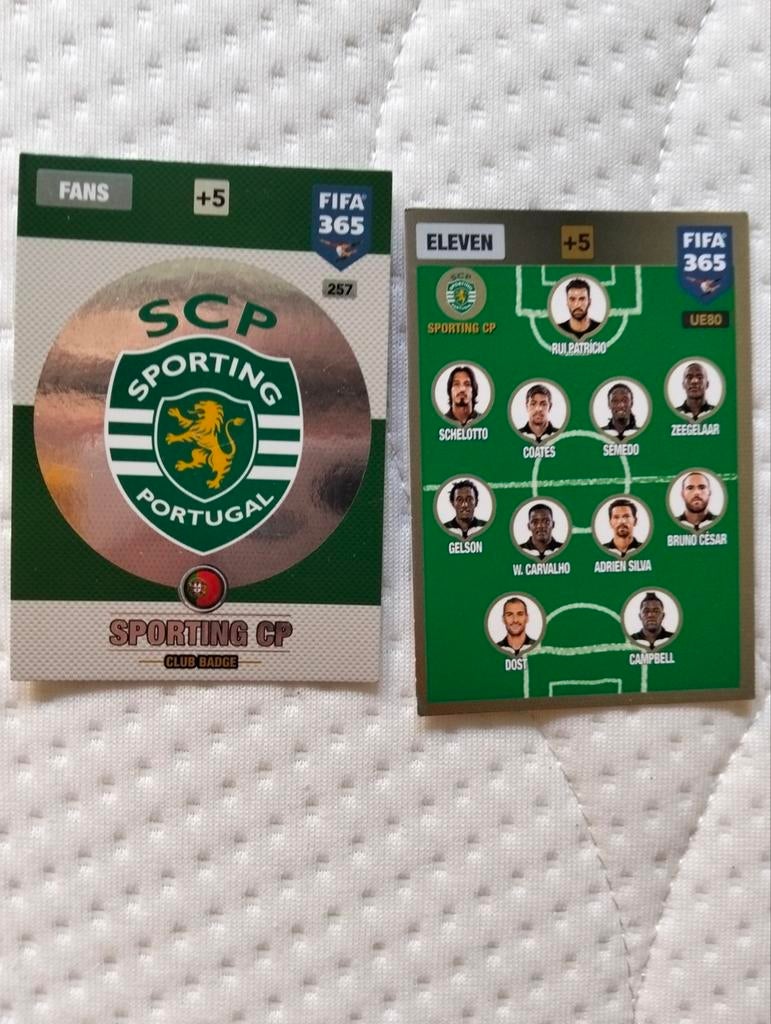 Voetbalplaatjes FIFA 365 Sporting CP (2 stuks), Ophalen of Verzenden, Gebruikt, Buitenlandse clubs, Poster, Plaatje of Sticker