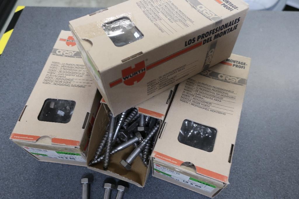 Wurth RVS houtdraadbouten 10x80, Doe-het-zelf en Verbouw, IJzerwaren en Bevestigingsmiddelen, Nieuw, Bouten of Moeren, 50 tot 100 mm