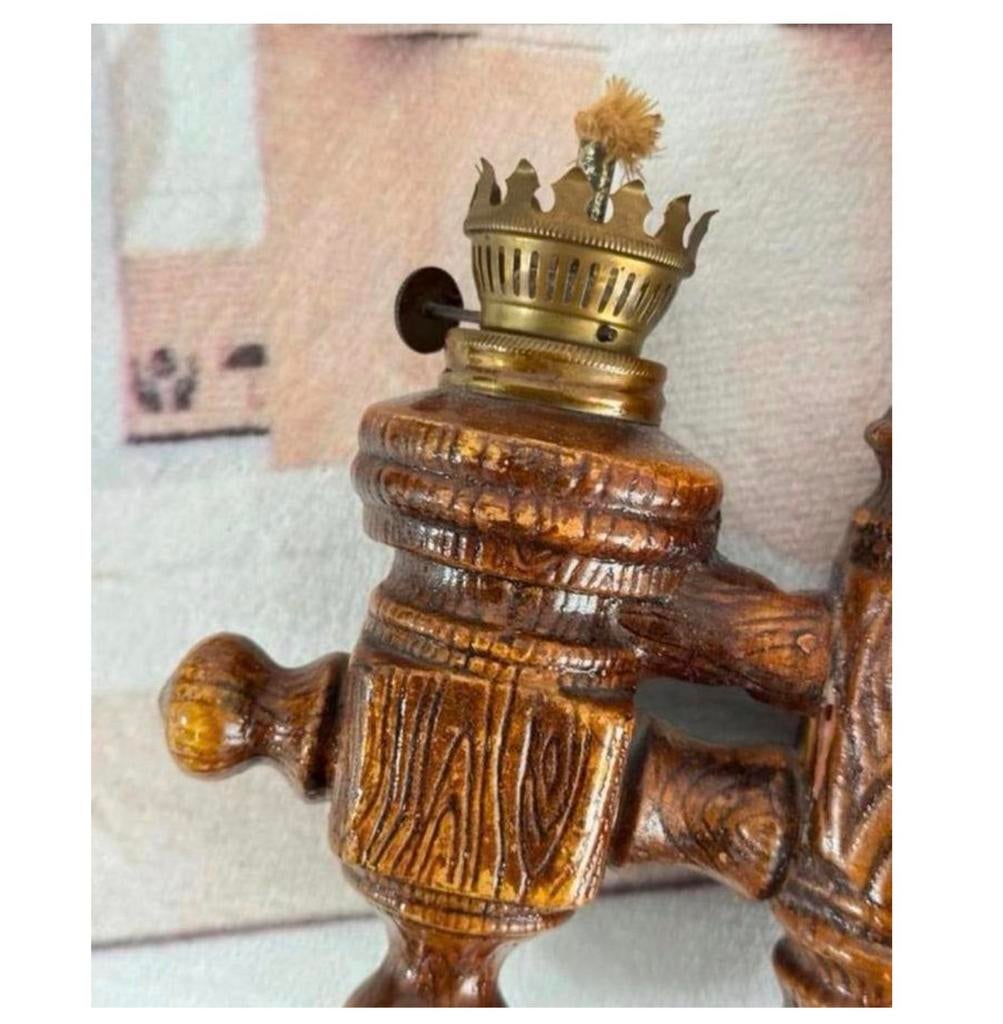 Antiek 1980 vintage wandlamp olielamp stormlamp lantaarn, Ophalen of Verzenden