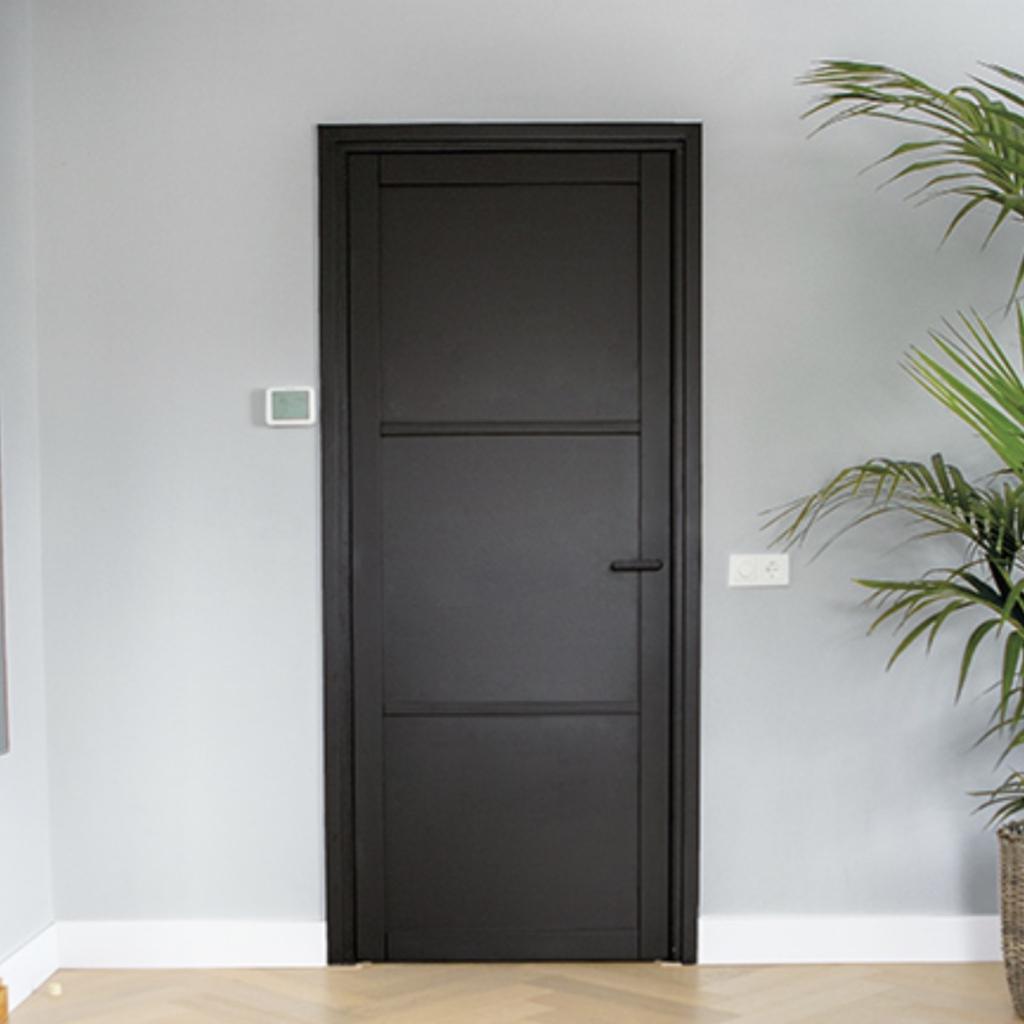 Voorgelakte zwarte binnendeur paneeldeur Livorno, Niet ingevuld, 80 tot 100 cm, Binnendeur, Niet ingevuld