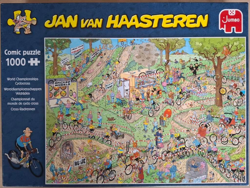 Jan van Haasteren puzzel: WK veldrijden - 1000stukjes, Ophalen of Verzenden, 500 t/m 1500 stukjes, Gebruikt