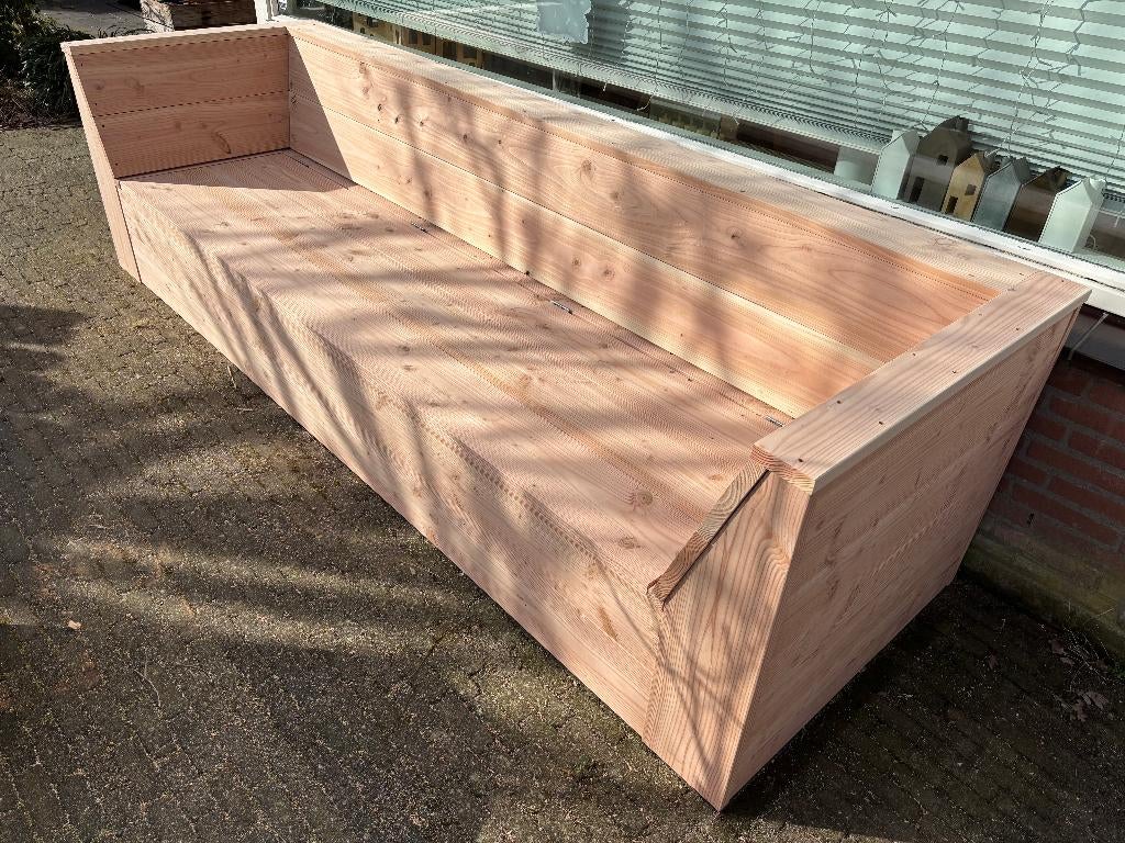 Loungebank met schuine armleuning van douglas of steigerhout, Tuin en Terras, Ophalen, Nieuw, Hout