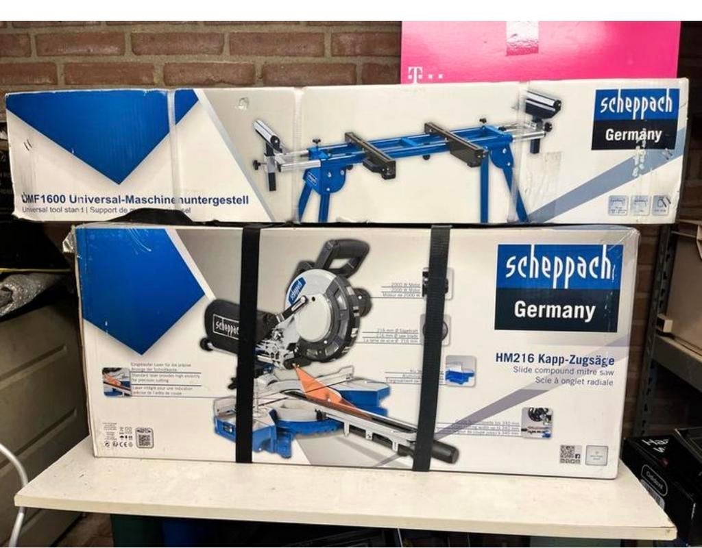 Scheppach HM216 Kapp-ZugSäge zaag met standaard, Ophalen, Nieuw, Afkortzaag, 30 tot 70 mm