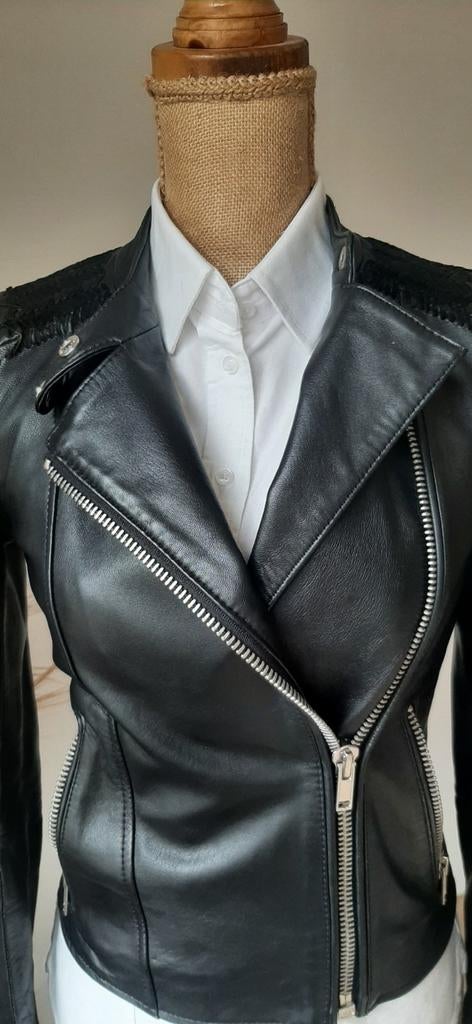 Maje leren jasje maat 36 - Zwart, Zwart, Ophalen of Verzenden, Jasje, Maat 36 (S)