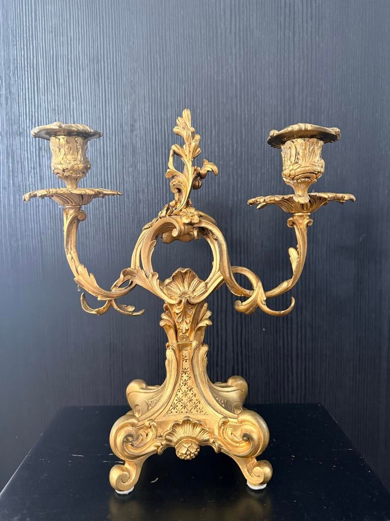 Antieke Rococo Kandelaber, Verguld Brons, 19e Eeuw, Antiek en Kunst, Antiek | Kandelaars, Ophalen, Koper of Brons