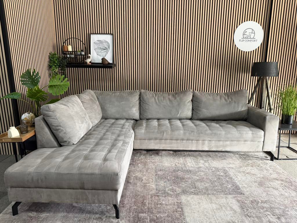 “GRATIS LEVERING” Gave kunstlederen hoekbank! 280x205, Huis en Inrichting, Banken | Bankstellen, Grijs, beige, creme, kunstleder