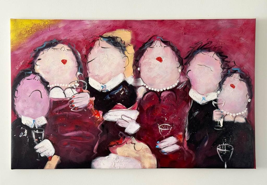 'Dikke dames'-achtig schilderij, Huis en Inrichting, Ophalen, Nieuw, 125 cm of meer, Schilderij