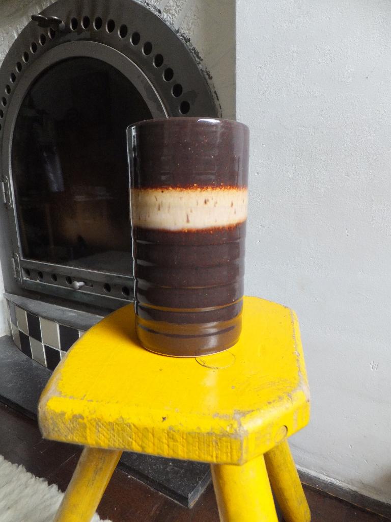 met verzenden vintage geribbeld vaas bloempotje druipglazuur, Verzenden