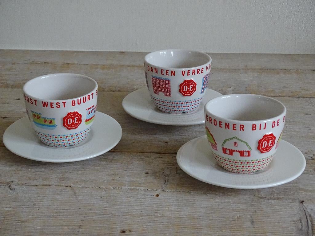 Kop-en-schotel, Douwe Egberts, Royal Raja, zo goed als nieuw, Ophalen of Verzenden, Zo goed als nieuw, Overige stijlen, Kop(pen) en/of Schotel(s)