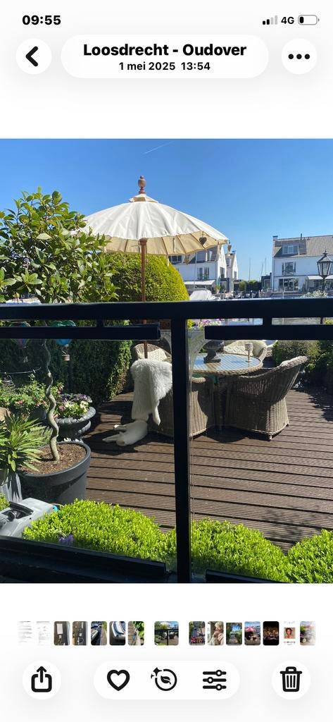 Prachtige Bali parasol, slechts 1 seizoen gebruikt!, Tuin en Terras, Parasols, Ophalen, Zo goed als nieuw, 2 tot 3 meter, Stokparasol