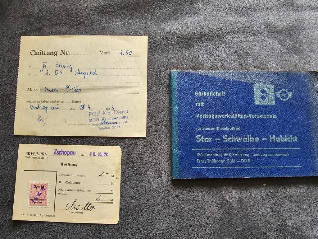 SIMSON SCHWALBE HABICHT GARANTIE BOEKJE, Ophalen of Verzenden, Gebruikt