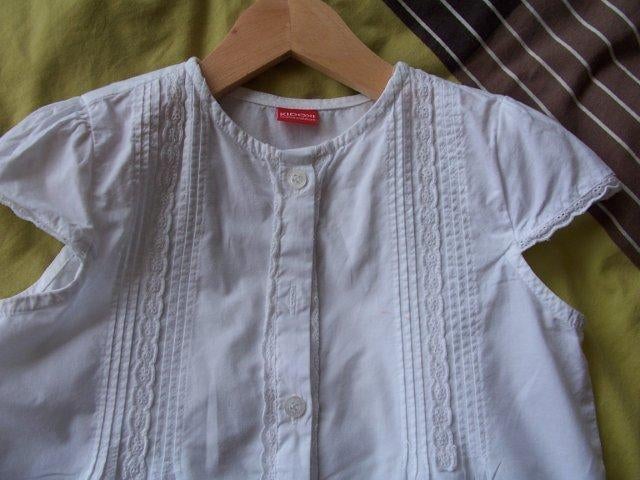 Witte blouse, korte mouw, maat 128., Ophalen of Verzenden, Gebruikt, Meisje, Overhemd of Blouse