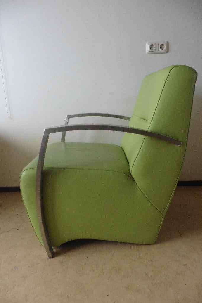 Design stoel lime groen, Huis en Inrichting, Stoelen, Ophalen, Gebruikt, Overige kleuren, Leer
