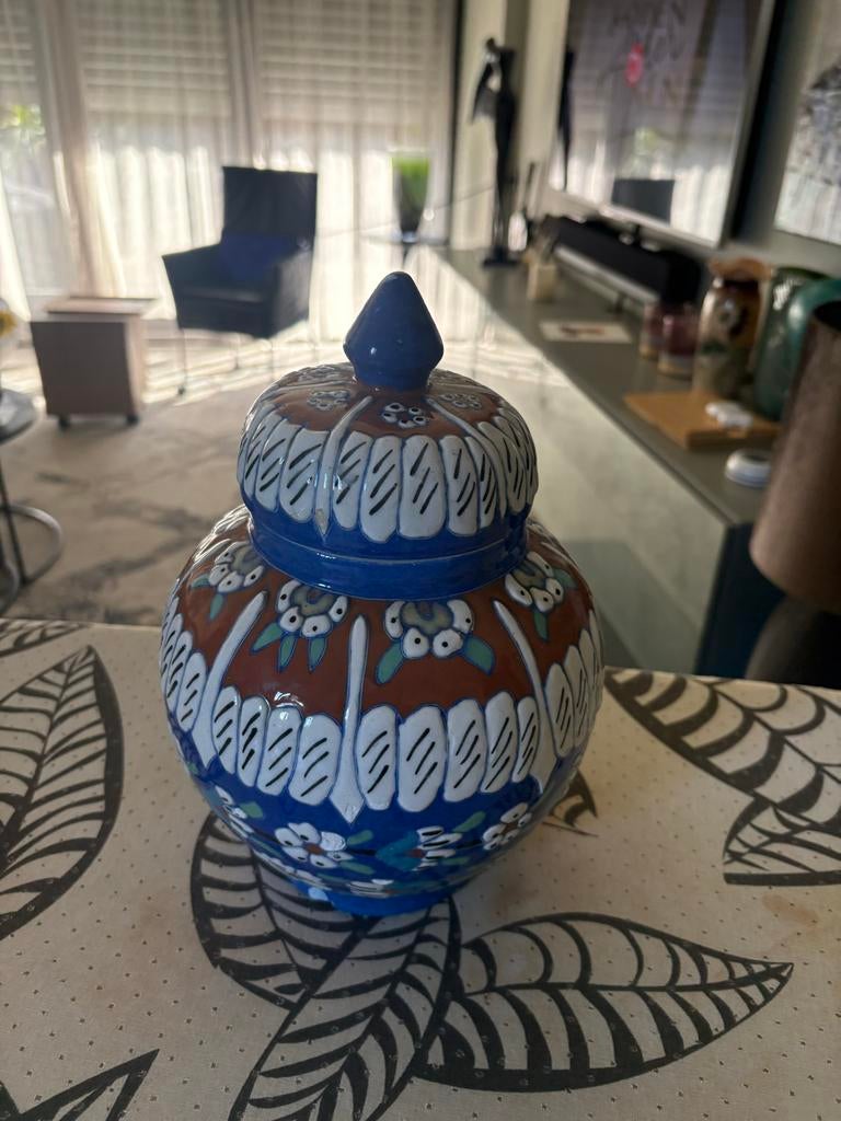 Decoratieve keramische pot met deksel, Antiek en Kunst, Ophalen of Verzenden