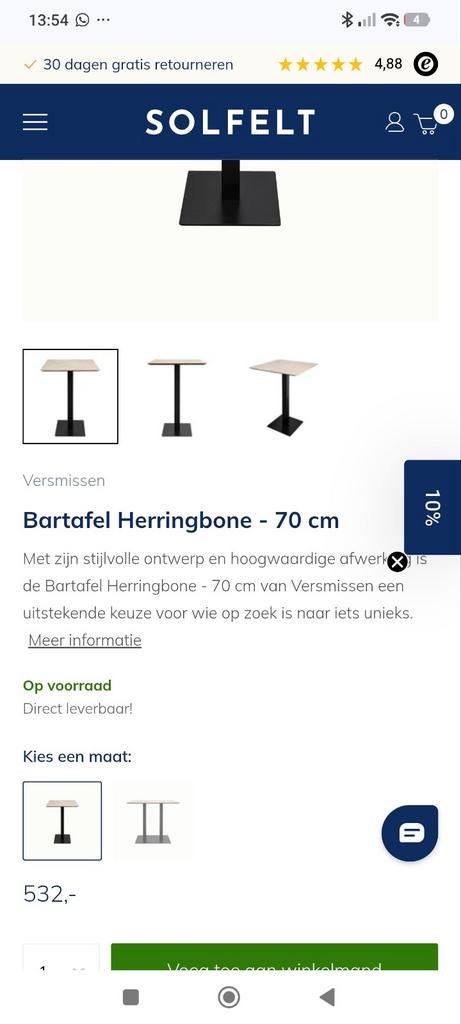 Bartafel visgraat, Huis en Inrichting, Ophalen of Verzenden, Nieuw, Minder dan 10 m², Tapijttegels