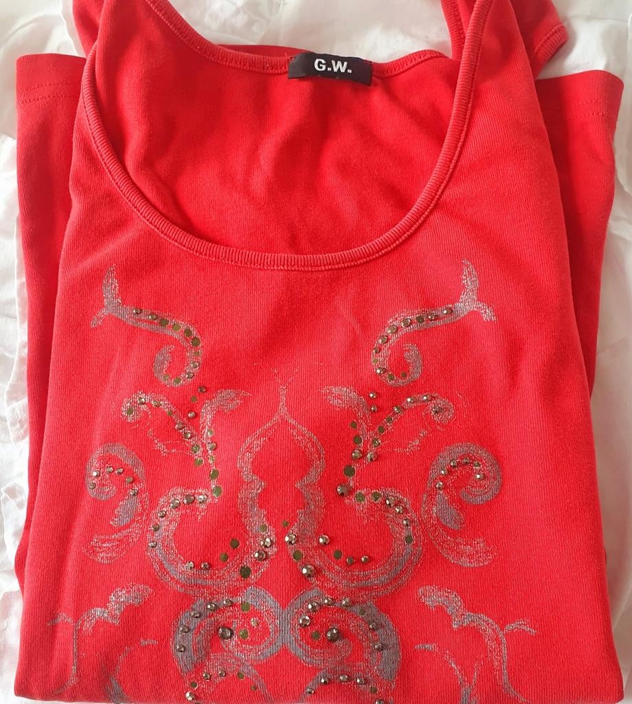 GERRY Weber mooi katoenen topje mt 48, Kleding | Dames, Maat 46/48 (XL) of groter, Ophalen of Verzenden, Rood, Fitness of Aerobics