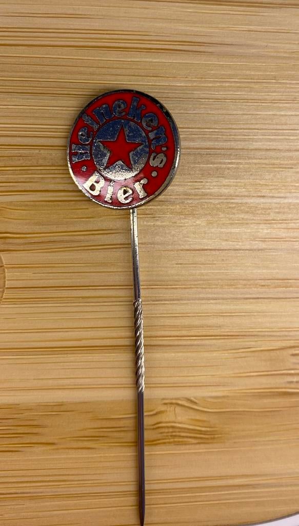 Vintage Heineken's Bier Speldje – Emaille met Rode Ster, Verzamelen, Ophalen of Verzenden, Gebruikt, Merk, Speldje of Pin