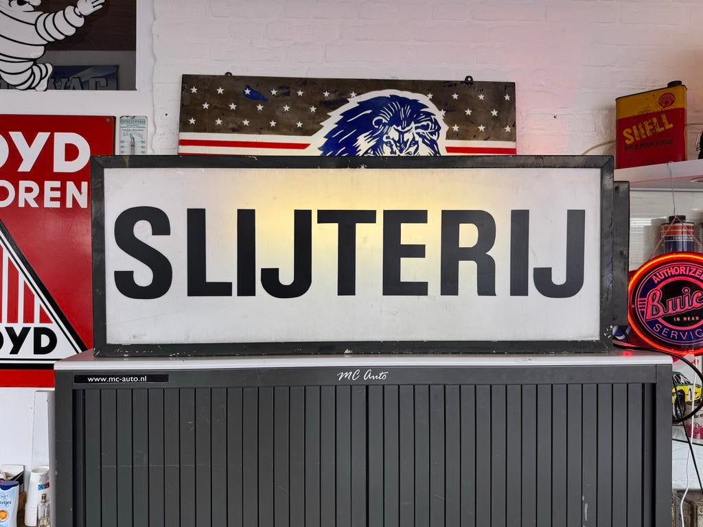 Vintage Lichtbak 'Slijterij' - Authentieke Reclame, Ophalen, Gebruikt, ., Lichtbak of (neon) lamp
