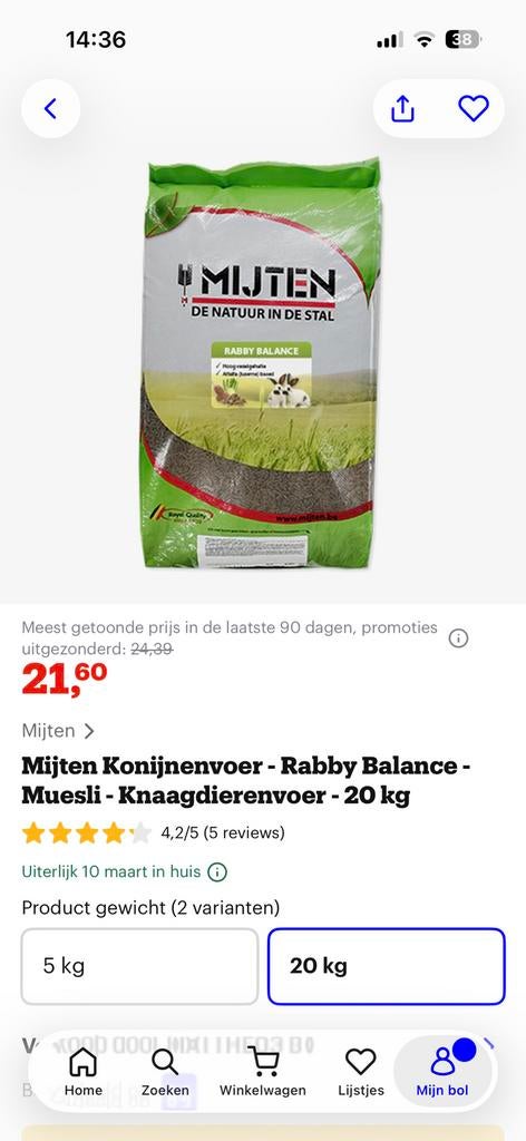 Konijnenvoer voor jongen en jongvolwassen konijnen, Dieren en Toebehoren, Konijnen, Meerdere dieren, Groot