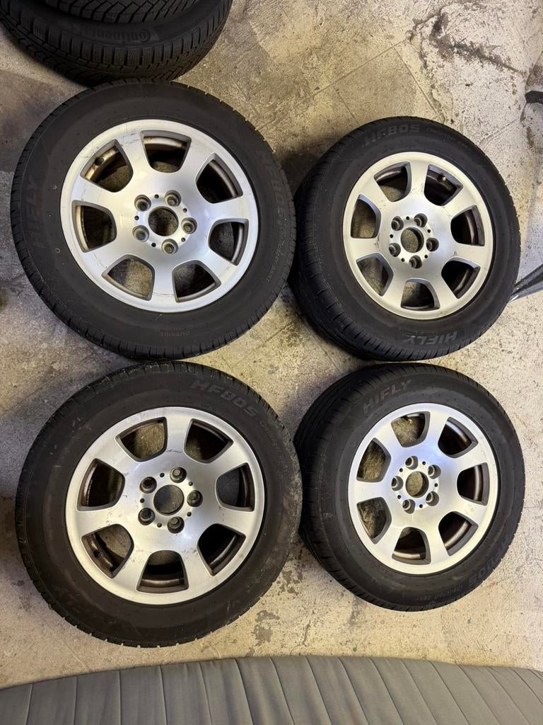 Wielen met zomerbanden BMW E60/61, Auto-onderdelen, Banden en Velgen, Ophalen, Gebruikt, 16 inch, Banden en Velgen