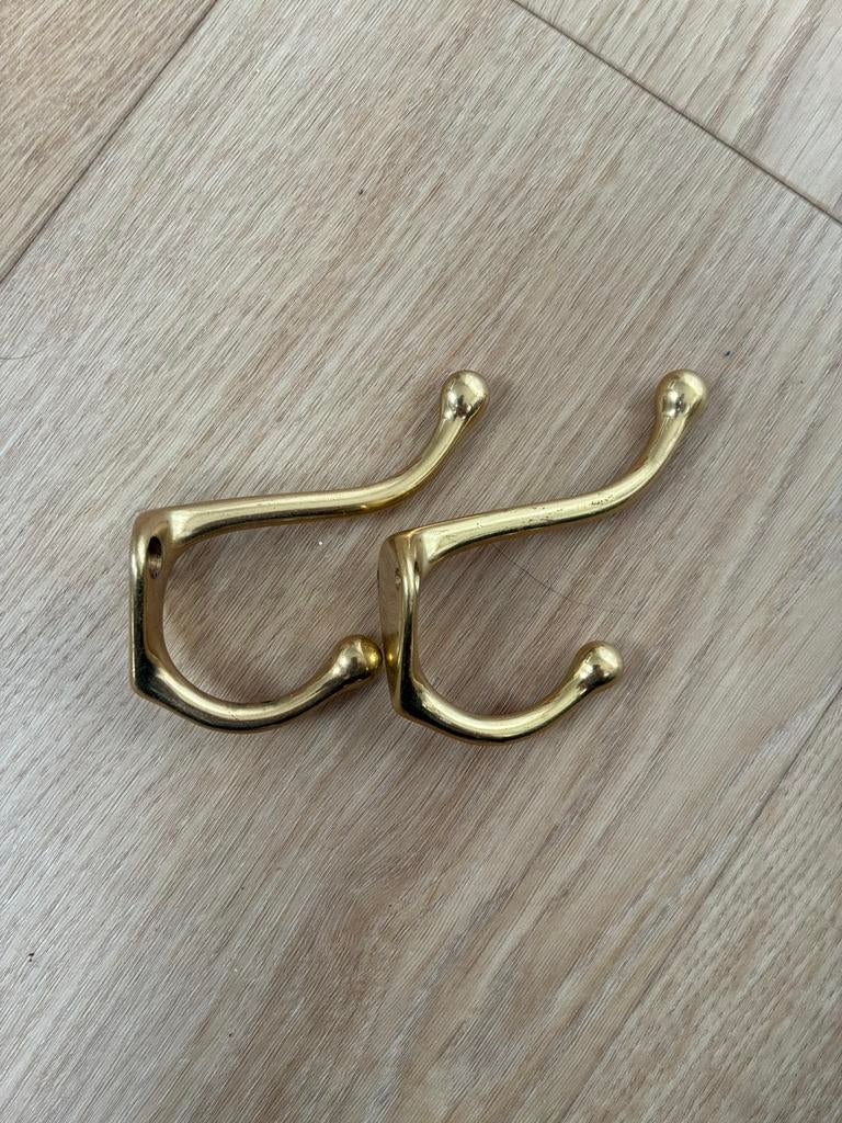 2 messing kapstokhaken, Wandhaken, Ophalen of Verzenden, Zo goed als nieuw, Minder dan 100 cm