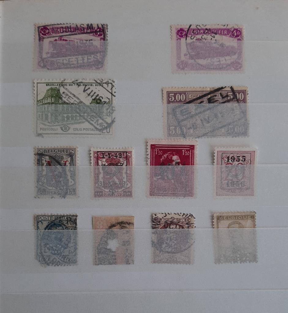 12 Postzegels België Spoorwegen, Opdruk, Perforatie, Ophalen, Gestempeld