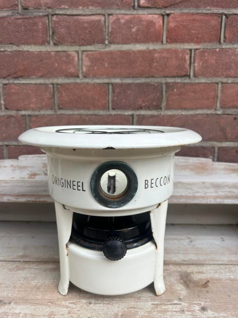 Petroleumstel / oliestel 1 pits creme wit emaille, Antiek en Kunst, Ophalen of Verzenden