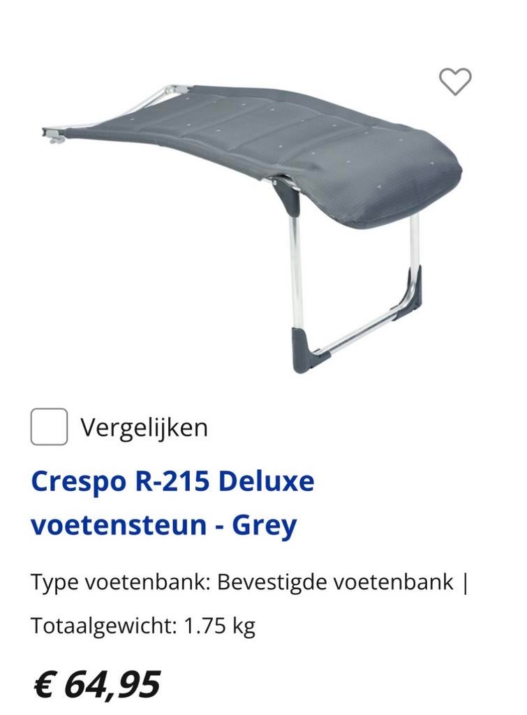 Crespo R-215 Deluxe voetensteun - Grey, Ophalen, Zo goed als nieuw
