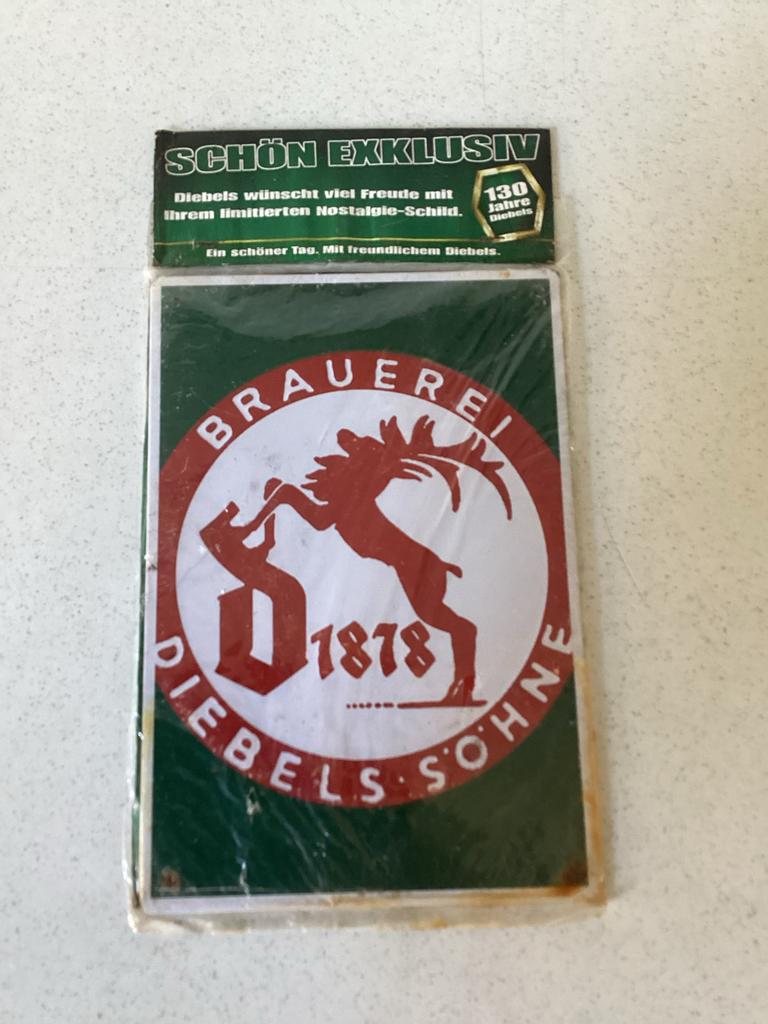 Diebels Nostalgie Reclamebordje - 130 Jaar Brouwerij, Ophalen of Verzenden, Nieuw, Reclamebord