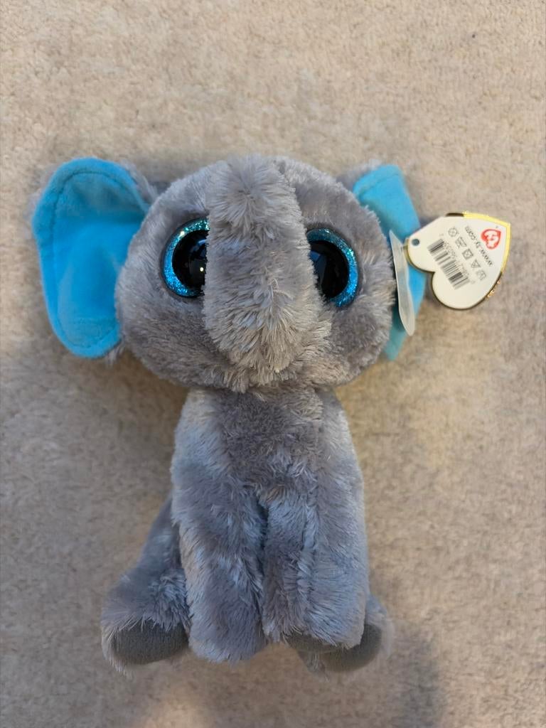 Ty Beanie Boo - Olifant Peanut - Zo goed als nieuw, Grijs, Ophalen of Verzenden, Olifant, Klein (minder dan 20 cm)