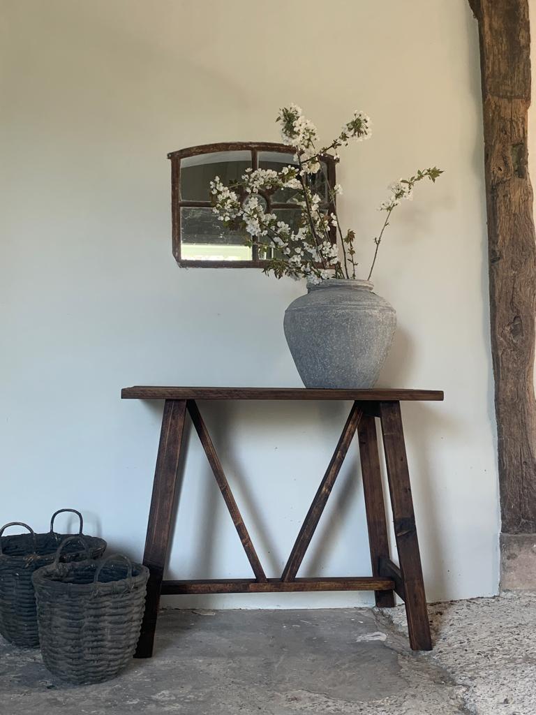 Landelijke houten sidetable, muurtafel *oud, Huisje Sfeer, 100 tot 150 cm, Nieuw, Ophalen of Verzenden, Landelijk